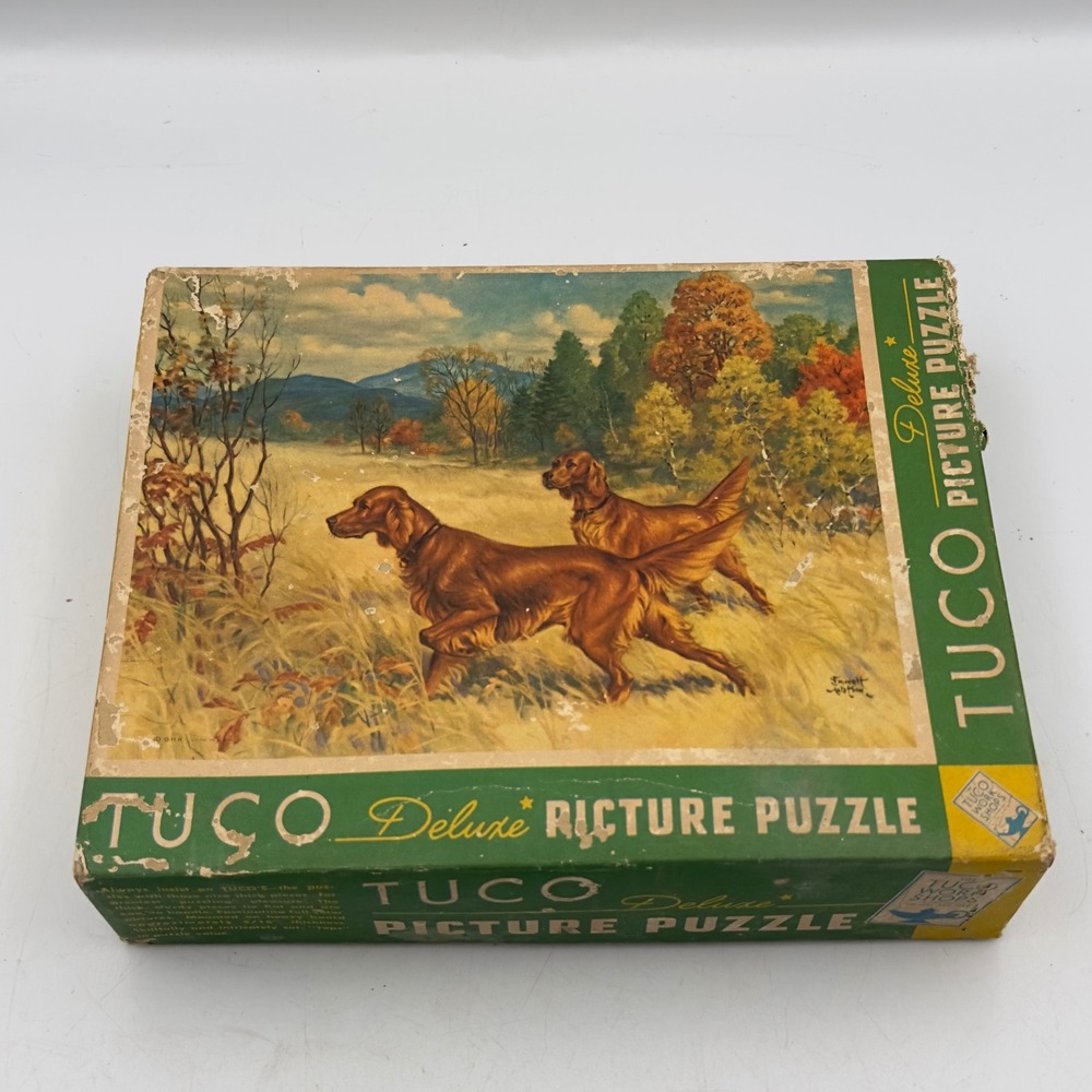 TUCO Deluxe Picture Puzzle Field Champions Irish Setters Vintage 16x20 Complete
